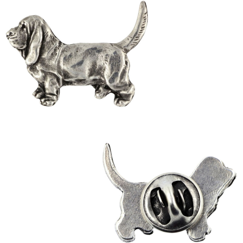 foto del prodotto basset hound i spilla a forma di cane argentata, spilla elegante, decorazione per bavero di art dog