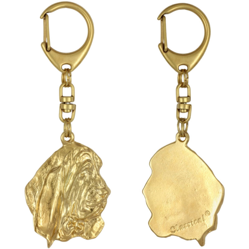 foto del prodotto basset hound iii portachiavi per cani placcato oro, decorazione per borsa, accessorio di lusso di art dog