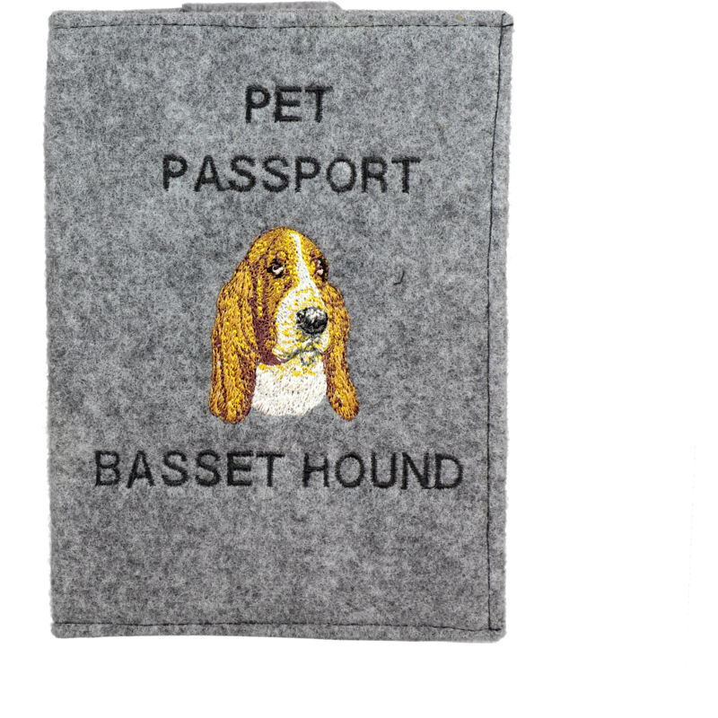 foto del prodotto basset hound portapassaporto per cani, portadocumenti, regalo per viaggiatori di art dog