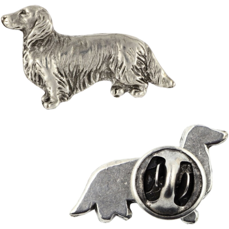 foto del prodotto bassotto iii - spilla per cani placcata in argento, spilla elegante, decorazione per bavero giacca di art-dog