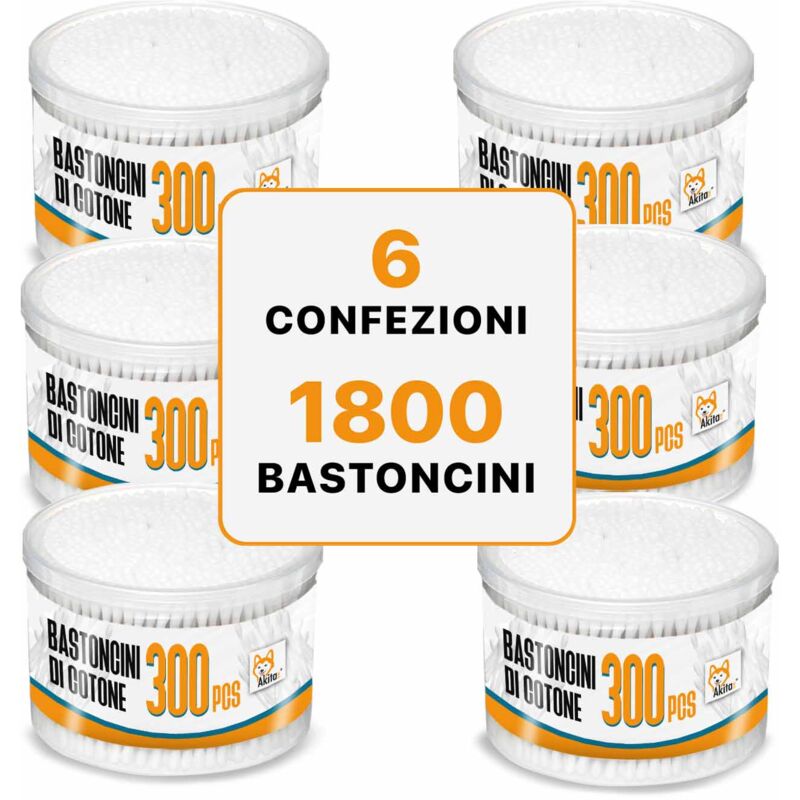 foto del prodotto bastoncini cotonati biodegradabili 6 confezioni x 300 pz akitaink