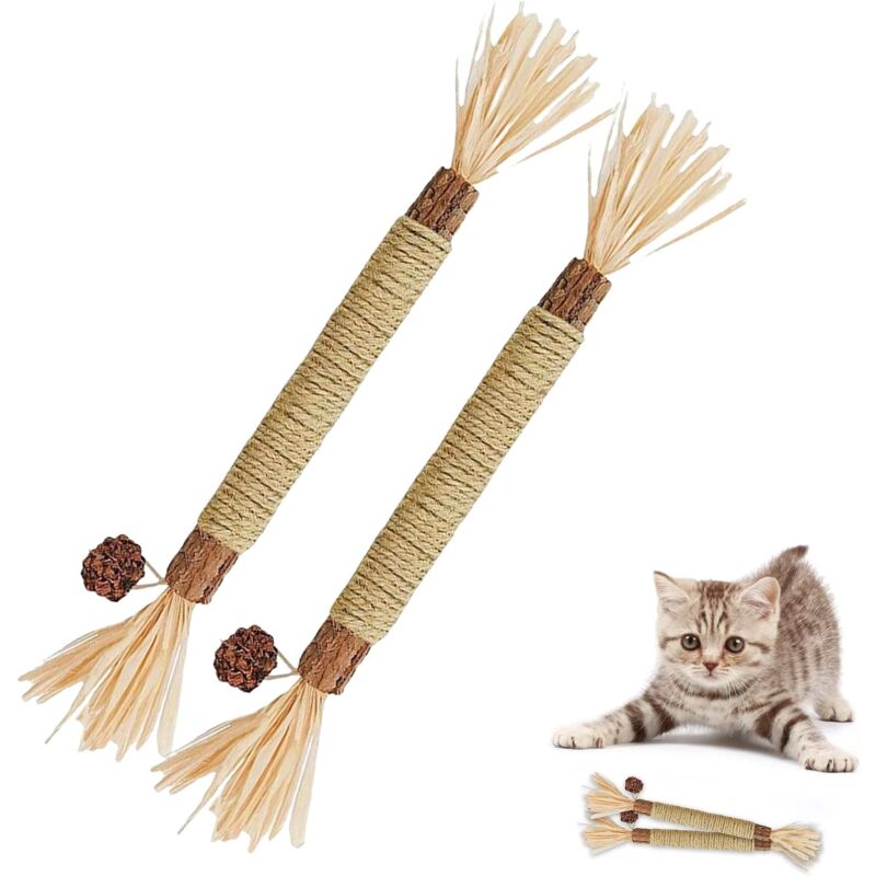 foto del prodotto bastoncini di giocattoli con erba gatta, bastoncini da masticare per gatti, 2 pezzi bastoncini di erba gatta, bastoncini da masticare per gatti,