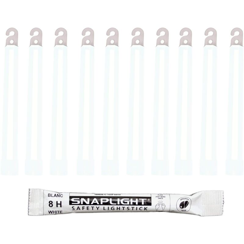 foto del prodotto bastoncini luminosi bianco snaplight glow sticks 15 cm - 6 inch light stick ultra-luminoso con una durata da 8 ore (scatola da 10 pezzi) - cyalume