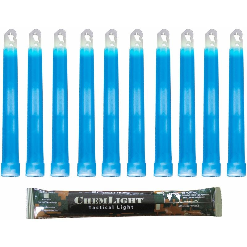 foto del prodotto bastoncino luminoso azzurri militare chemlight lightsticks 15cm light sticks ultra luminosi 8 ore scatola da10 cyalume