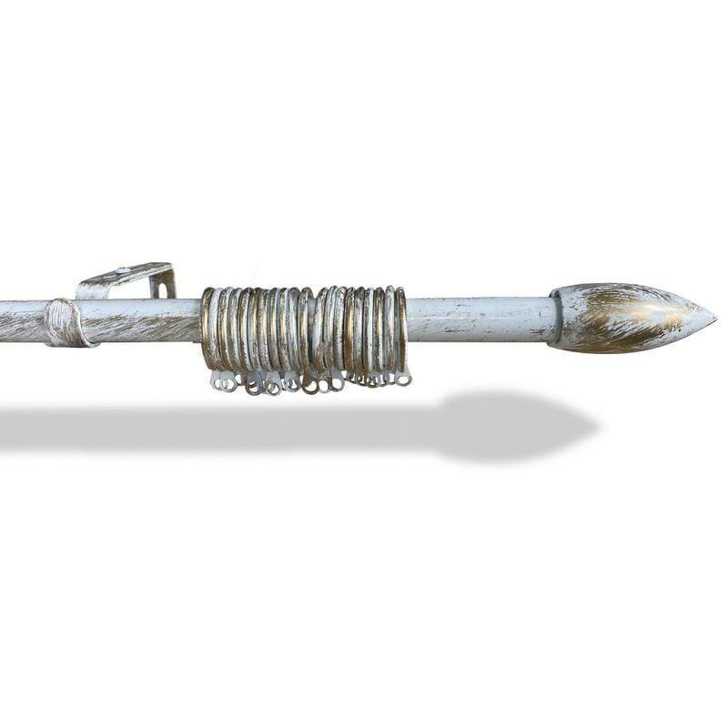 foto del prodotto bastone bianco oro per tenda regolabile diametro 19 mm. completo di anelli mod. oliva cm. 120 210