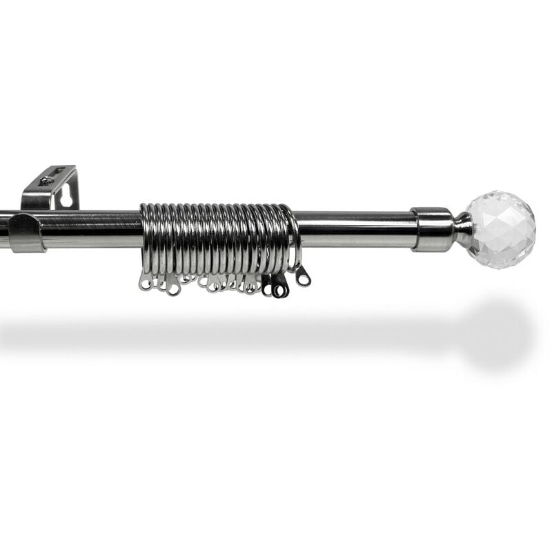 foto del prodotto bastone in acciaio per tenda regolabile diametro 19 mm. completo di anelli mod. diamante cm. 120 210