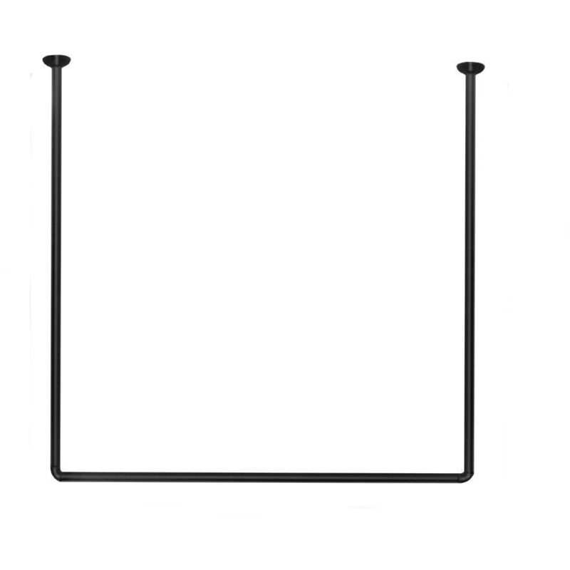 foto del prodotto bastone per tenda doccia universale a forma di u angolare con aste 80x80x80 cm nero asta per tende