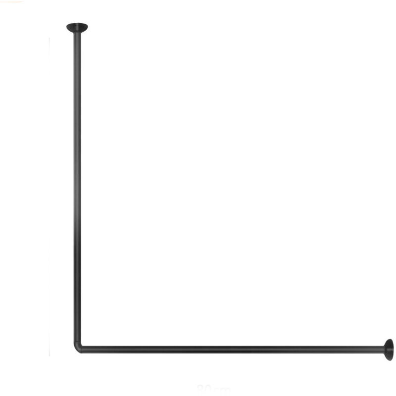 foto del prodotto bastone per tenda doccia universale a l angolare con aste 80x80 cm nero asta per tende