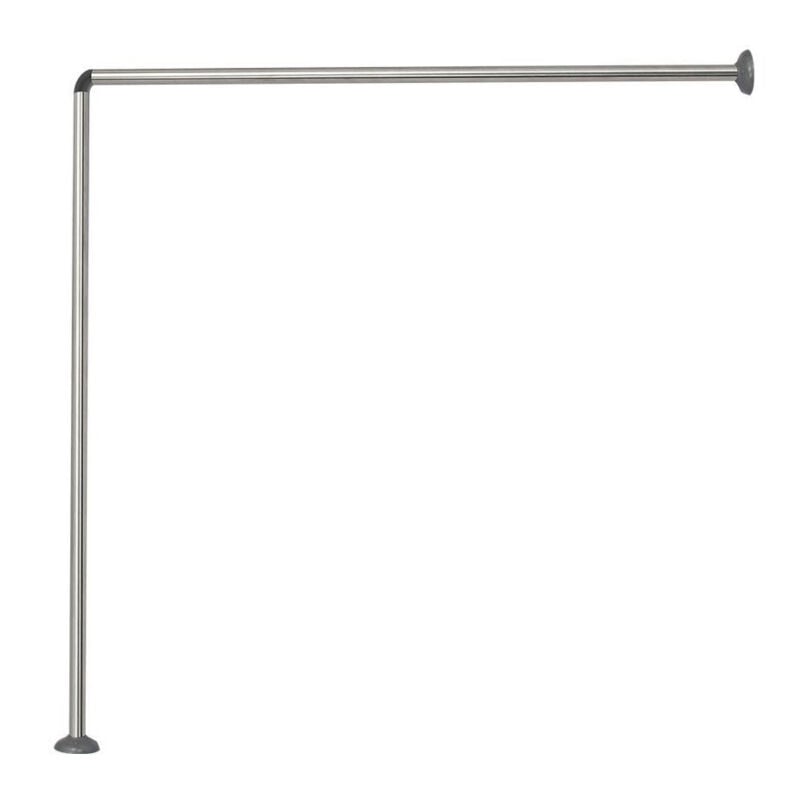 foto del prodotto bastone per tenda doccia universale regolabile angolare con aste 90 cm argento asta per tende