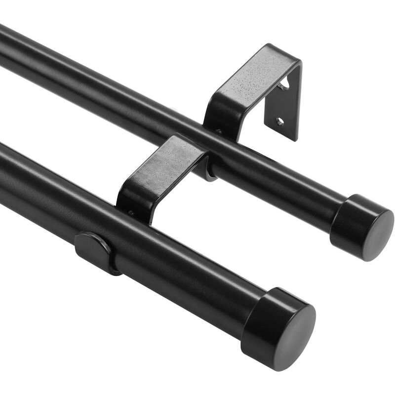foto del prodotto bastone per tende doppio bastone per tende estensibile 183 366 cm terminali rotondi carico max. 13,6 kg ca., asta per tende da interno lunghezza