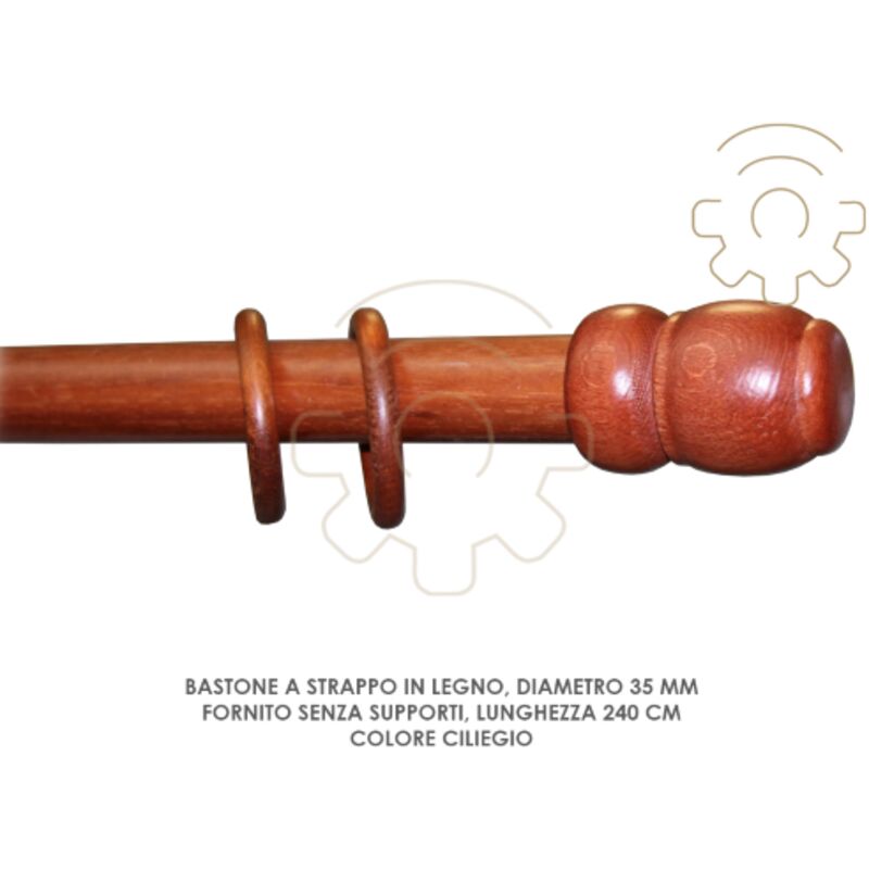 foto del prodotto bastone tenda a strappo legno ciliegio 35 mm lunghezza 240 cm senza supporti