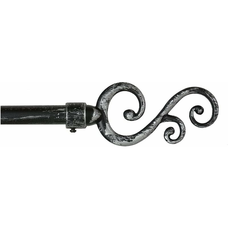 foto del prodotto bastone tenda ferro estendibile 120 210 asta scorritenda modello spirali nero argento
