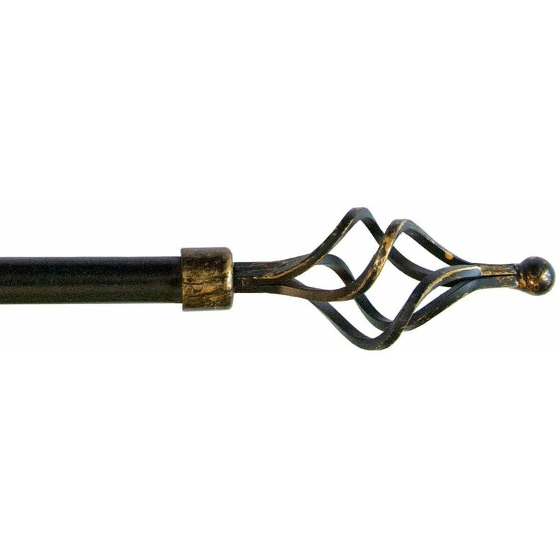foto del prodotto bastone tenda ferro estendibile 120 210 asta scorritenda modello vortice nero oro