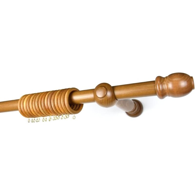 foto del prodotto bastone tenda in legno diametro 35 mm, movimento manuale, completo di tutti gli accessori, color olmo 160 cm tendaggimania