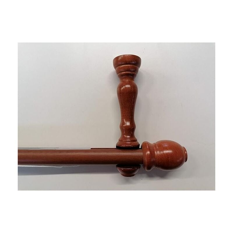 foto del prodotto bastone tenda movimento a corda, in legno diametro 35 mm, completo di tutti gli accessori, color ciliegio 160 cm tendaggimania
