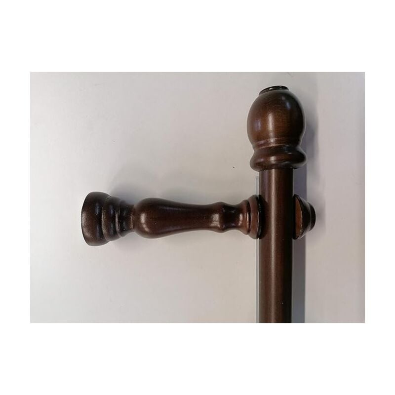 foto del prodotto bastone tenda movimento a corda, in legno diametro 35 mm, completo di tutti gli accessori, color noce 160 cm tendaggimania
