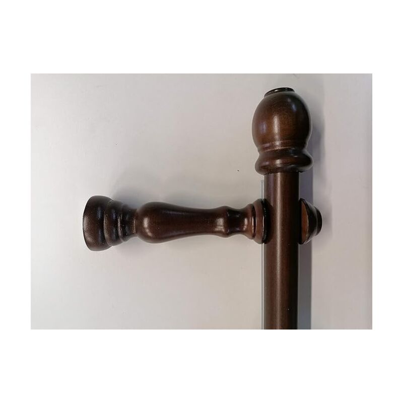 foto del prodotto bastone tenda movimento a corda, in legno diametro 35 mm, completo di tutti gli accessori, color noce 300 cm tendaggimania