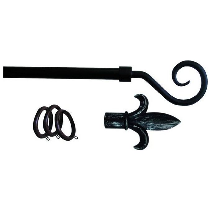 foto del prodotto bastoni per tende ferro kit antracite p.ricciolo 120 210 cm