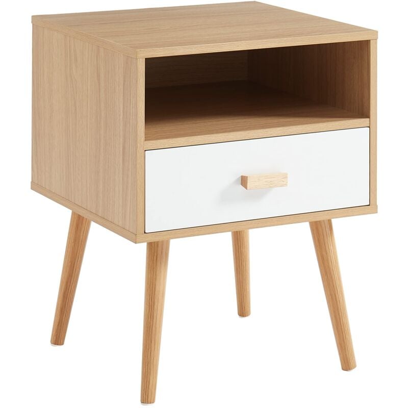 immagine 0 del prodotto bata ba ta ulos comodino, ingegnerizzato, bianco e legno chiaro, l40cm