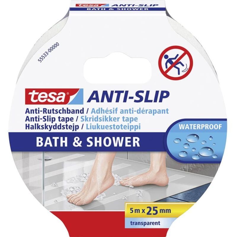 foto del prodotto bath shower 55533 00000 11 nastro antiscivolo trasparente l x l 5 m x 25 mm 1 pz. tesa