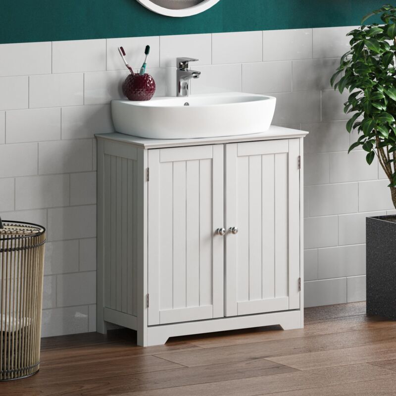 foto del prodotto bath vida priano armadietto sottolavabo da pavimento per bagno, colore bianco