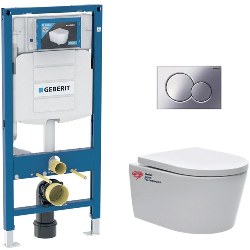 foto del prodotto bati geberit duofix wc senza flangia sat, fissaggi invisibili sedile con chiusura morbida placca cromata gebsatrimless n 