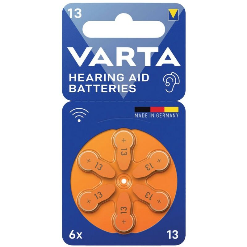 foto del prodotto batteria a bottone za 13 1.4 v 6 pz. zinco aria hearing aid pr48 varta