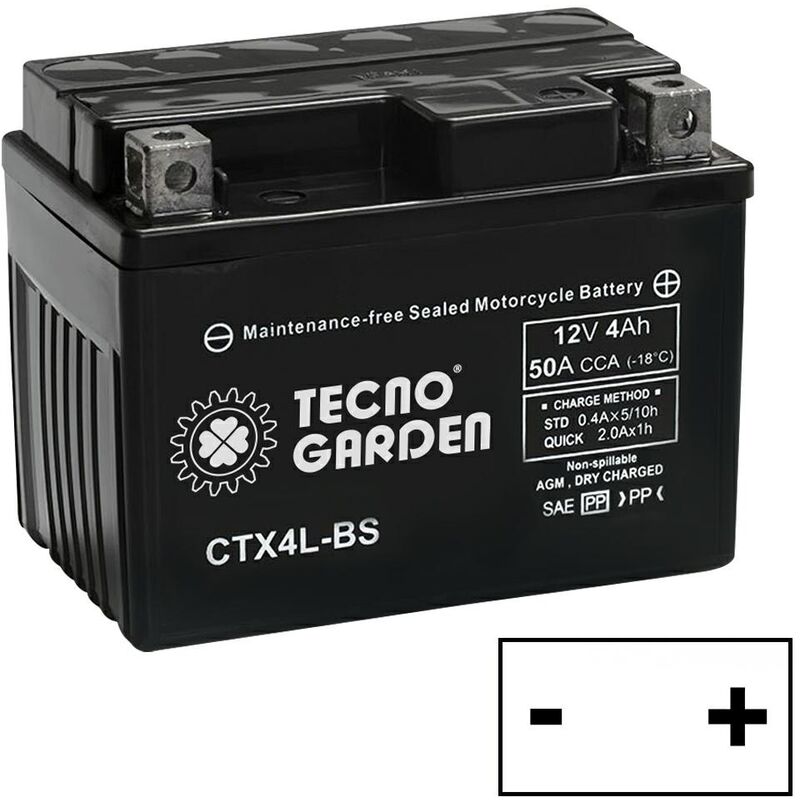 foto del prodotto batteria agm 4ah 12v polo positivo dx per trattorino rasaerba