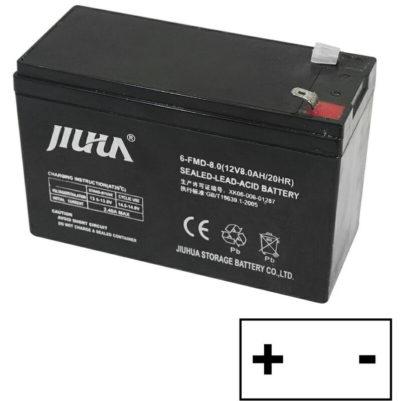 foto del prodotto batteria agm 7.2 ah /12 v polo positivo sx per trattorino rasaerba
