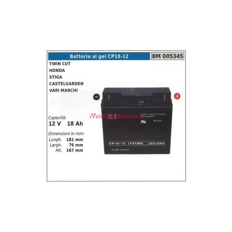 foto del prodotto batteria al gel cp18-12 per twin cut honda stiga castelgarden vari marchi 005345