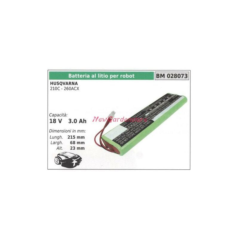 foto del prodotto batteria al litio per robot husqvarna 210c 260acx 18v 3.0 ah 028073