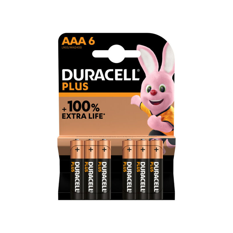 foto del prodotto batteria alcalina minitilo aaa duracell plus power con tecnologia duralock in blister da 6