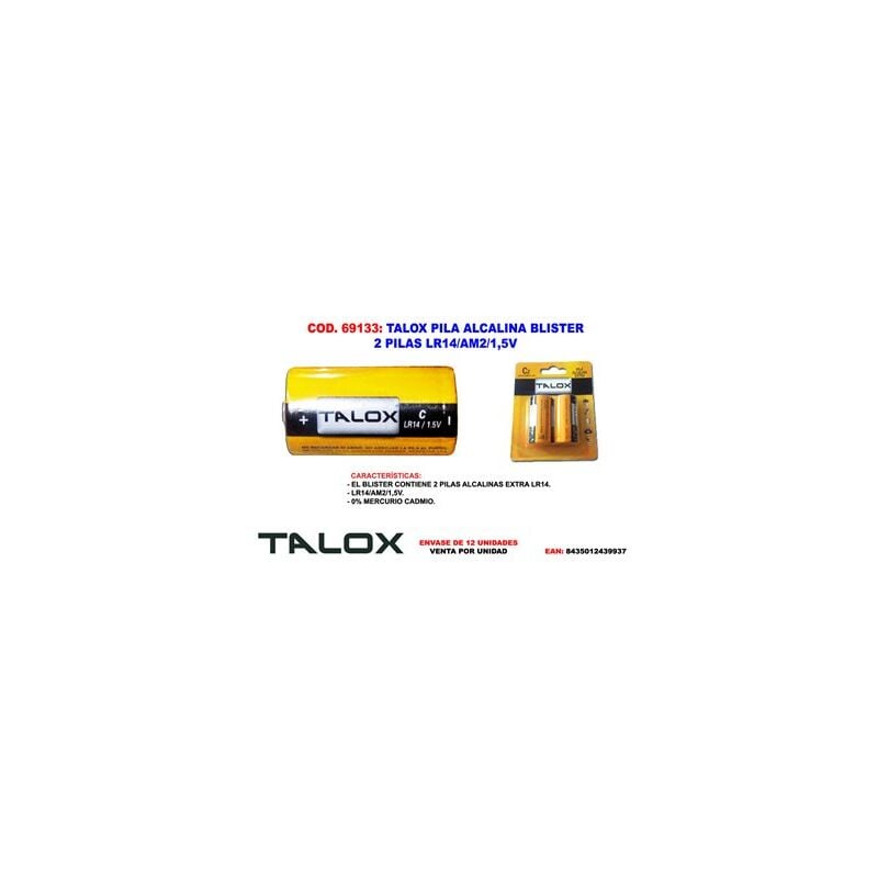 foto del prodotto batteria alcalina talox lr14 am2 1,5 v blister 2 unit 