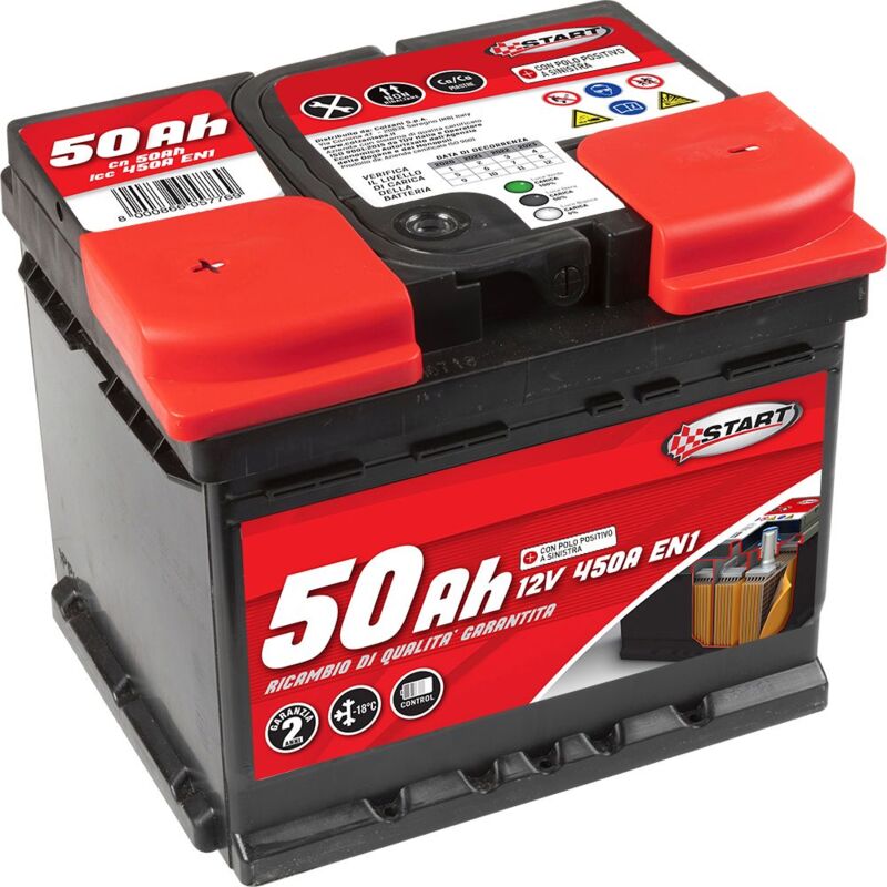foto del prodotto batteria auto 50ah 12v 450a polo positivo sinistro cassetta l1b