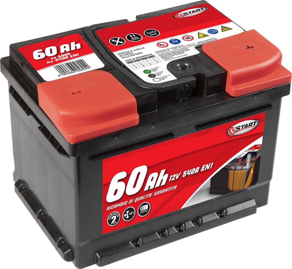 foto del prodotto batteria auto start 60ah 12v 540a polo positivo destro cassetta l2