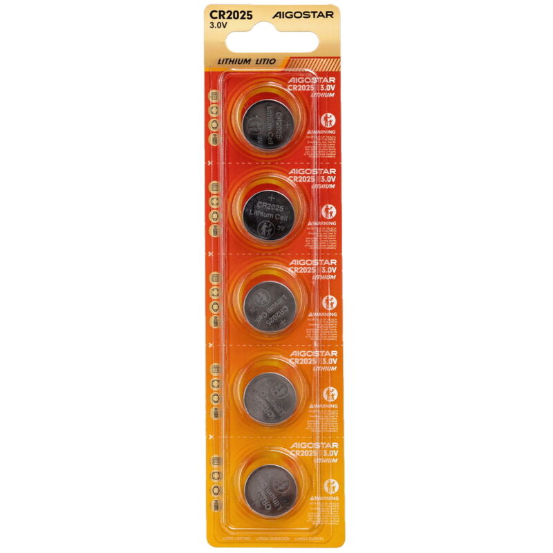 foto del prodotto batteria bottone aigostar 3v cr2025 litio confezione da 5 pile