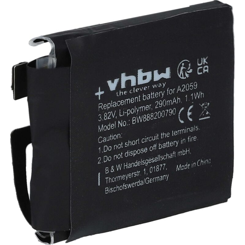 foto del prodotto batteria compatibile con apple watch serie 4 44mm, a1976 smartwatch orologio bracciale fitness 290mah, 3,82v, li poly vhbw