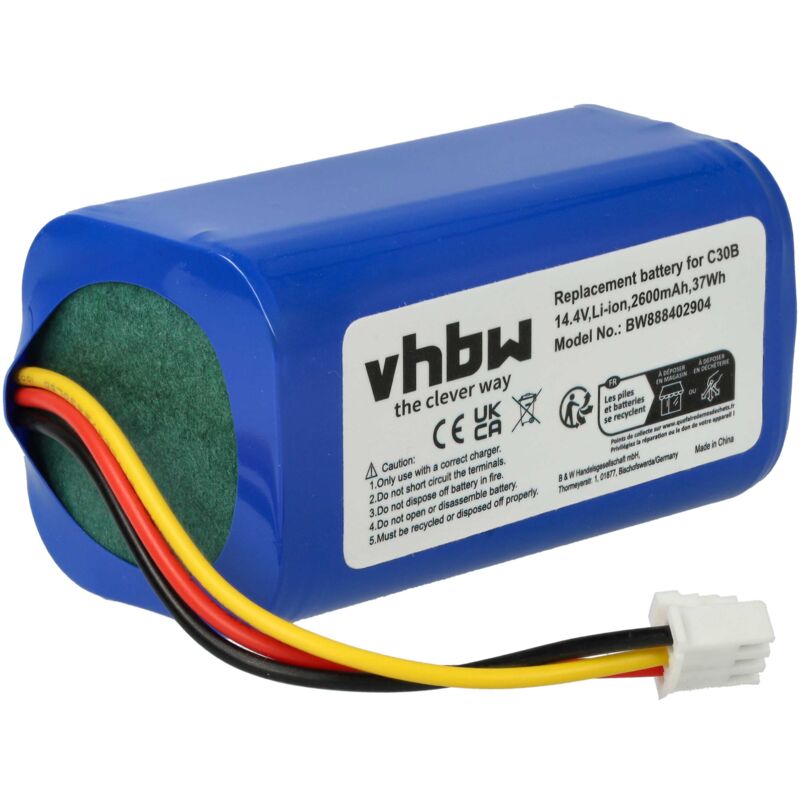 foto del prodotto batteria compatibile con blaupunkt bluebot xvac bpk-vcbb1xvb aspirapolvere (2600mah, 14,4v, li-ion) - vhbw