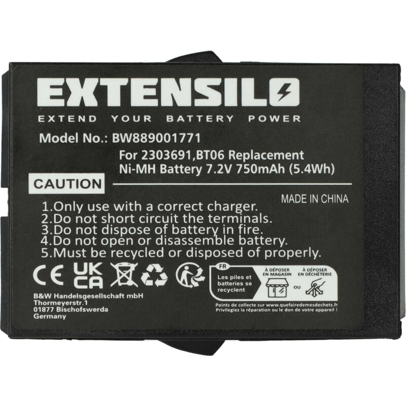 foto del prodotto batteria compatibile con danfoss tm61, tm62, tm60 radiocomando industriale, telecomando 750mah, 7,2v, nimh nero extensilo