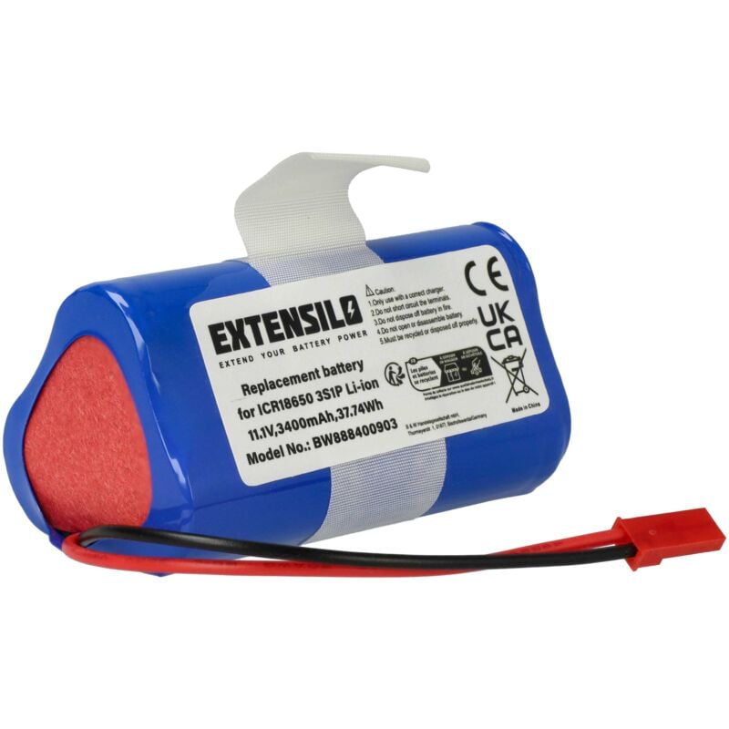 foto del prodotto batteria compatibile con ecovacs cen250, ml009, v700 aspirapolvere 3400mah, 11,1v, li-ion - extensilo