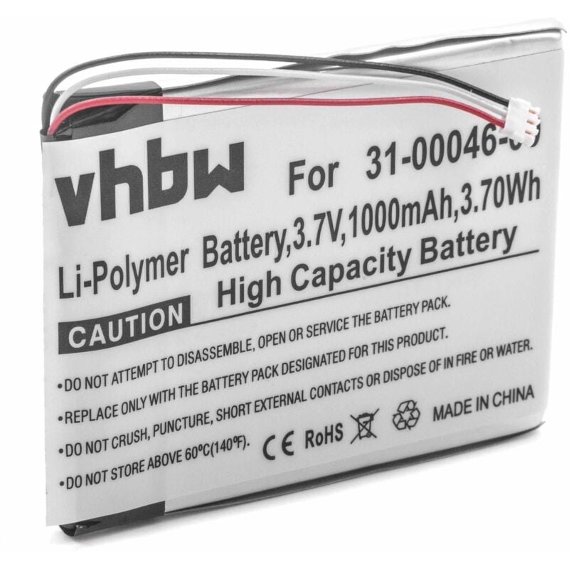 foto del prodotto batteria compatibile con garmin n vi 3550lm, 3590lmt, 3750, gdr43, gdr45 navigatore gps 1000mah, 3,7v, li poly vhbw
