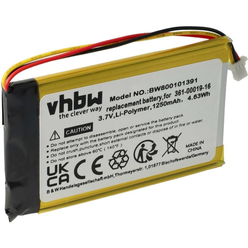 foto del prodotto batteria compatibile con garmin n vi 3590lmt navigatore gps 1250mah, 3,7v, li-poly - vhbw
