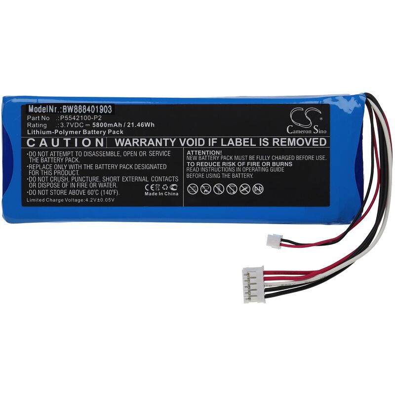 foto del prodotto batteria compatibile con jbl pulse 3 casse, altoparlanti, speaker 5800mah, 3,7v, li poly vhbw