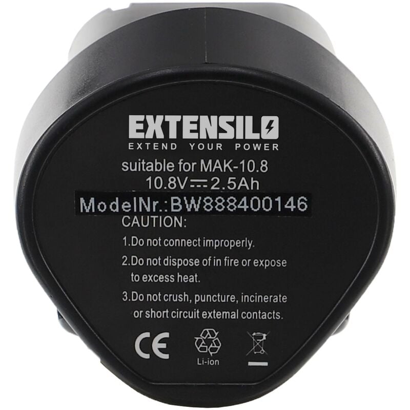 foto del prodotto batteria compatibile con makita wt01z attrezzi da lavoro 2500 mah, li-ion, 10,8 v - extensilo