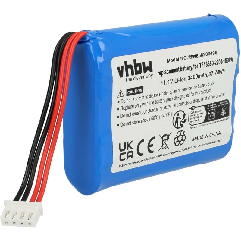 foto del prodotto batteria compatibile con marshall stockwell casse, altoparlanti, speaker 3400mah, 11,1v, li-ion - vhbw