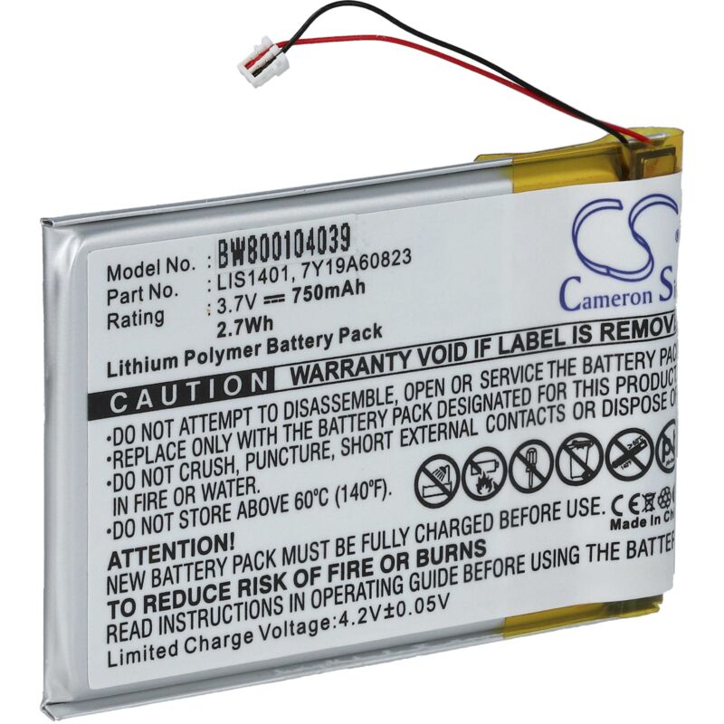 foto del prodotto batteria compatibile con sony nwz s600, nwz s600f, nwz s610, nwz s615, nwz s615f mp3 music player lettore musicale 750mah, 3,7v, li poly vhbw