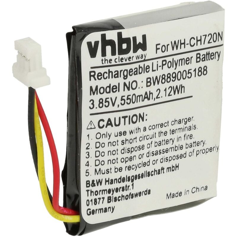foto del prodotto batteria compatibile con sony wh xb910n auricolari cuffie wireless 550mah, 3,85v, li poly vhbw