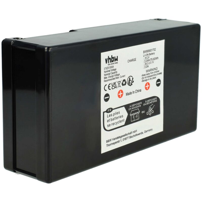 foto del prodotto batteria compatibile con wiper c6, c8, c120, joy xp, c12, c20, c xe, j xe, c180, joy, c80, joy xe robot tagliaerba 3000mah, 25,2v, li ion vhbw