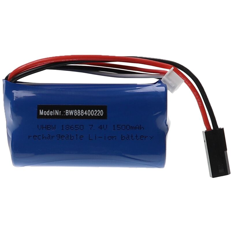 foto del prodotto batteria con 5500 2p compatibile con mjx f39, f49, t39, t40 modellismo 1500mah, 7,4v, li ion, 69 x 37 x 19 mm vhbw