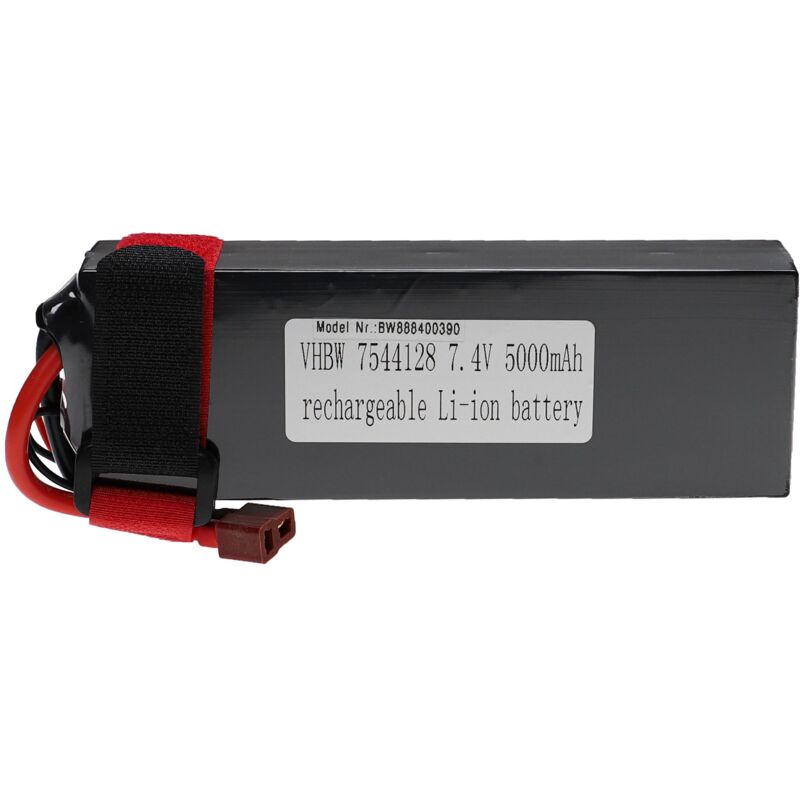 foto del prodotto batteria con connettore a t per modellismo per es. macchine da corsa, elicotteri, aerei 5000mah, 7,4v, li poly, 140 x 48 x 26 mm vhbw